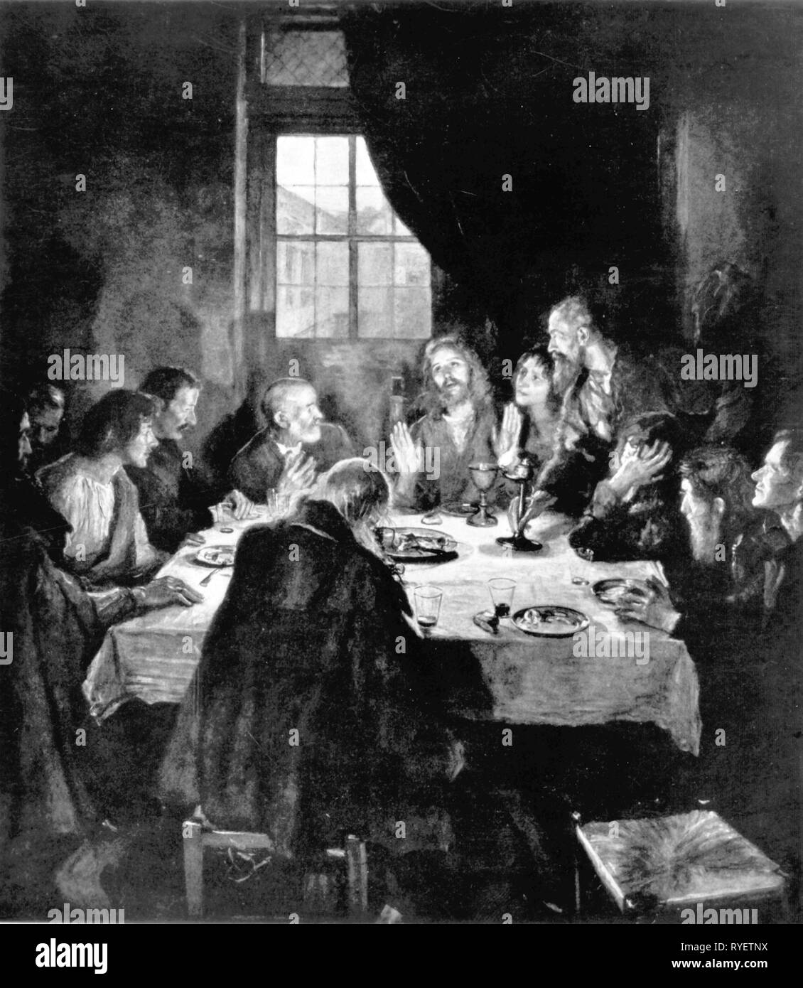 La religion, le christianisme, Jésus Christ, dernière Cène, 'Das' Abendmahl (Cène), peinture par Fritz von Uhde (1848 - 1911), 1898, l'artiste n'a pas d'auteur pour être effacé Banque D'Images