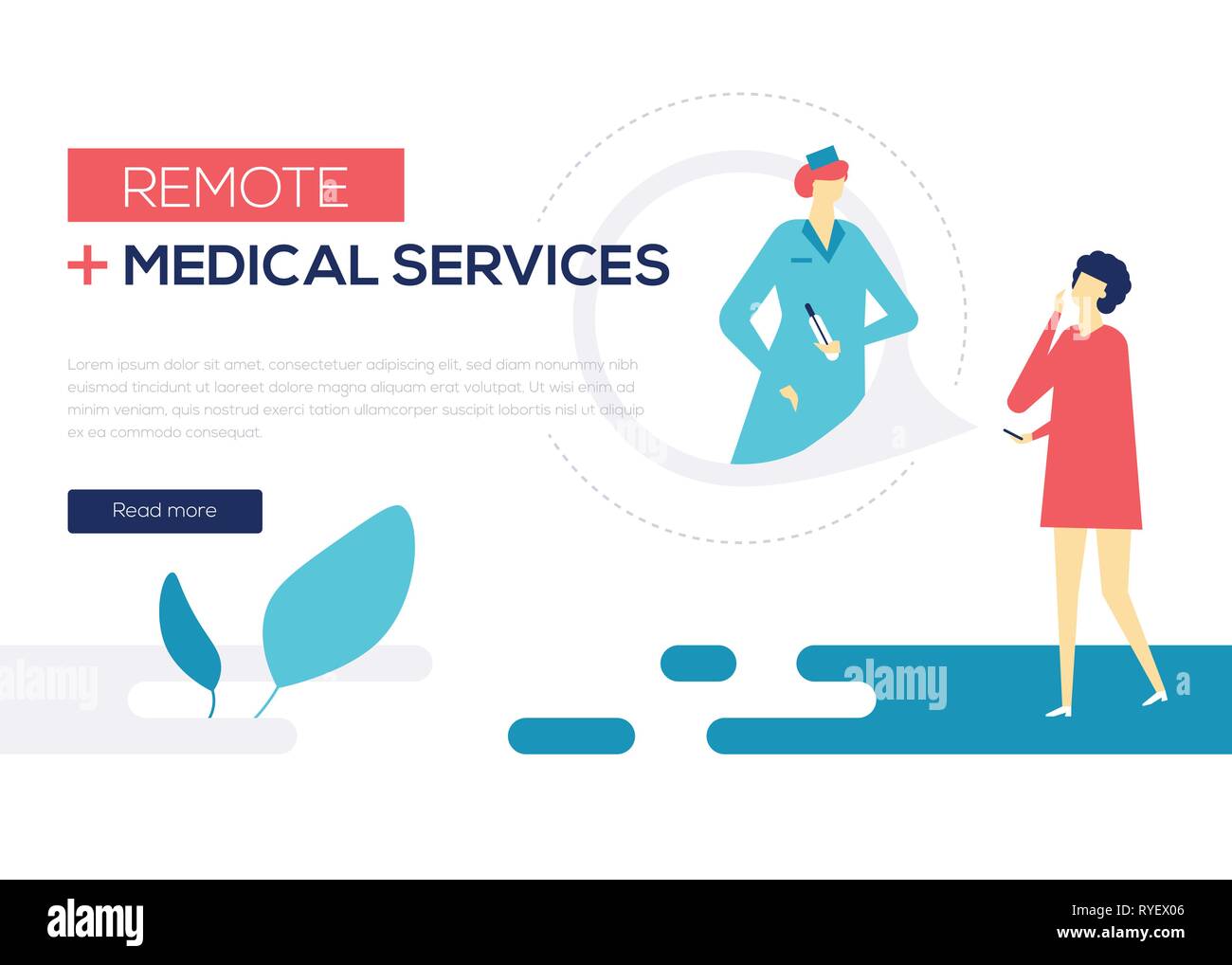 Les services médicaux à distance - télévision couleur bannière web style design Illustration de Vecteur