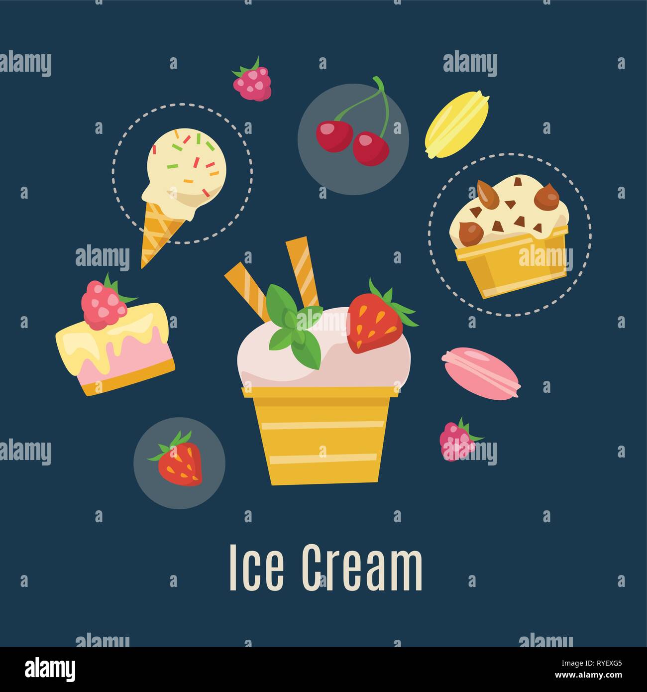 La crème glacée vecteur des aliments en été. conception infographique Illustration de Vecteur