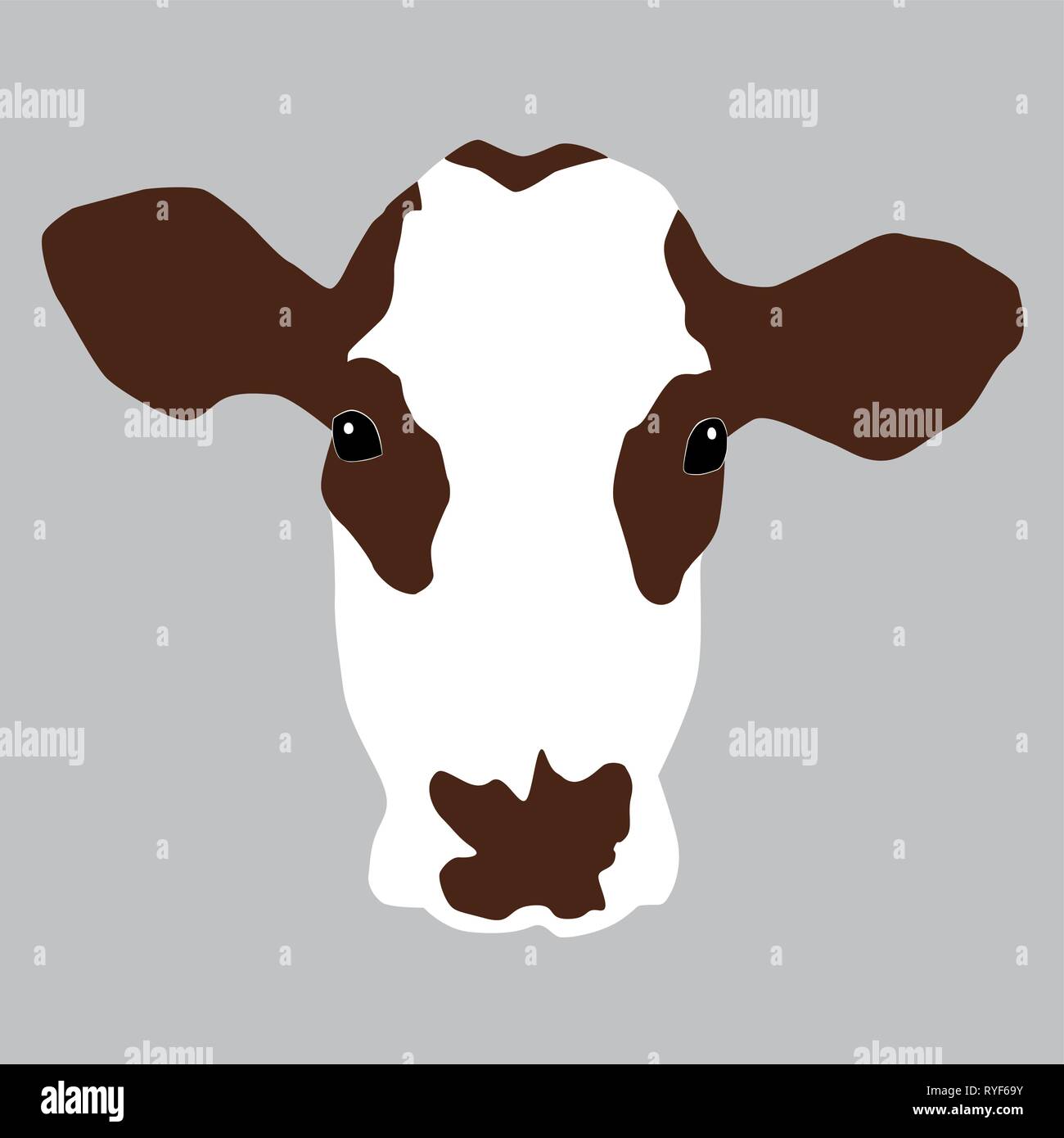 Un portrait d'une rouge et blanc cow Illustration de Vecteur