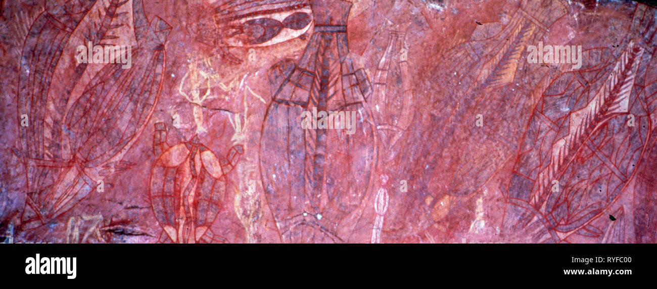 L'Australie : l'ancienne pierre peintures aborigènes dans l'outback Banque D'Images