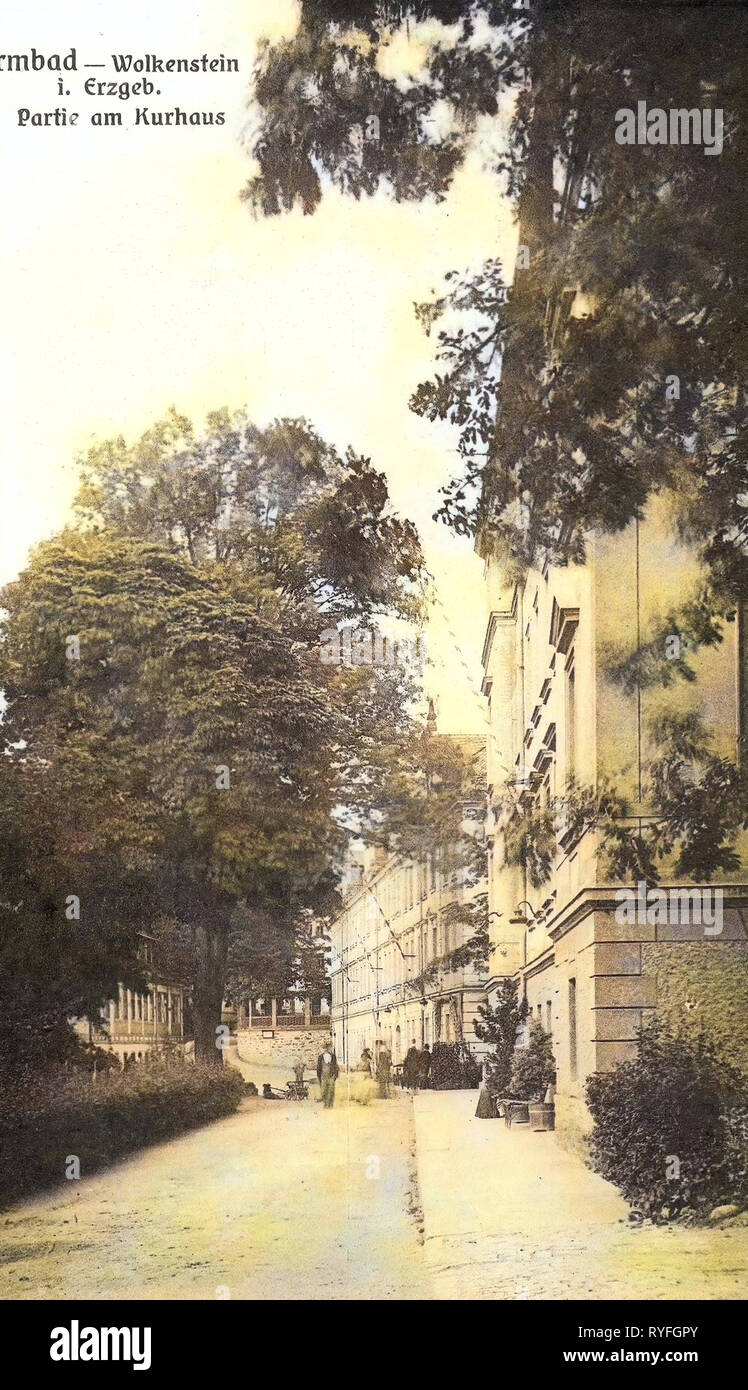 Bâtiments Spa en Saxe, Wolkenstein (Warmbad), 1910, Erzgebirgskreis, Warmbad, Am Kurhaus, Allemagne Banque D'Images