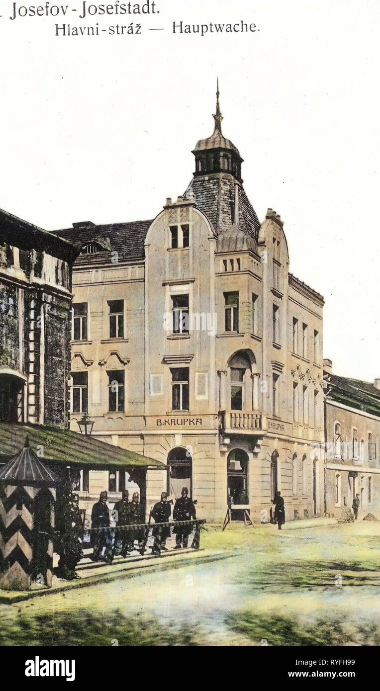 Les installations militaires, les bâtiments de Josefov (Jaroměř), forteresse de Josefov, 1910 cartes postales, Josefstadt, 1910, Hauptwache Banque D'Images