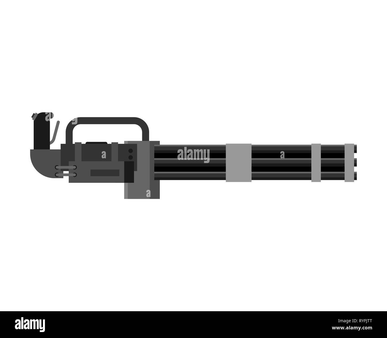 Mitrailleuse Minigun isolés. Gattling arme automatique. Illustration de Vecteur