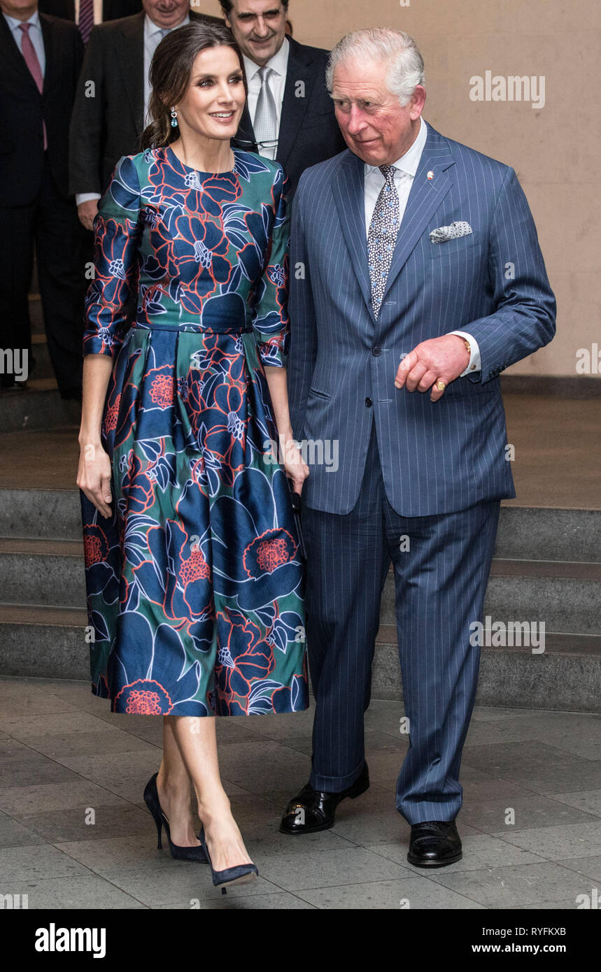 Le Prince de Galles avec Reine Letizia d'Espagne assister à l'ouverture du maître espagnol Sorolla : de la lumière à la National Gallery de Londres. Banque D'Images