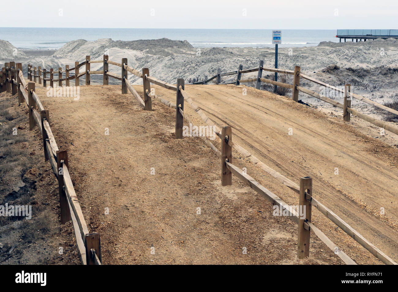 Une route de la plage de Wildwood surréaliste par la mer, New Jersey, USA Banque D'Images