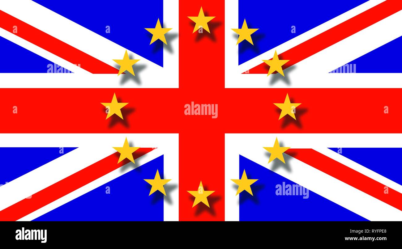 Drapeau britannique avec les étoiles sur le dessus - concept Brexit - UK et l'Angleterre économie après Brexit Banque D'Images