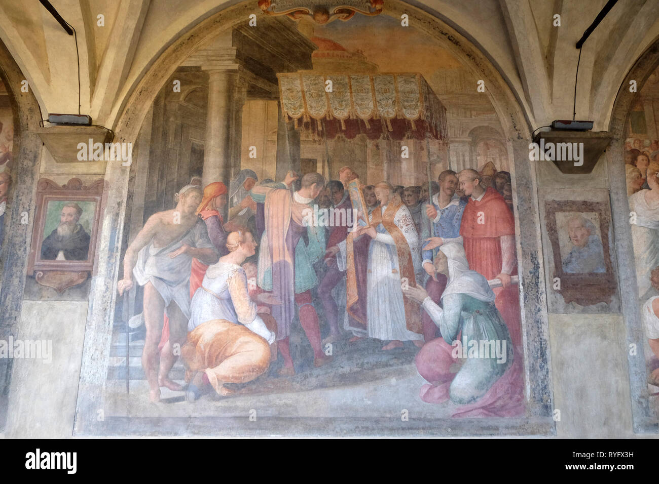 San Dominic mène la procession avec l'image de la Sainte Vierge, fresque de Ludovico Buti, Santa Maria Novella à Florence, l'église dominicaine Principal Banque D'Images