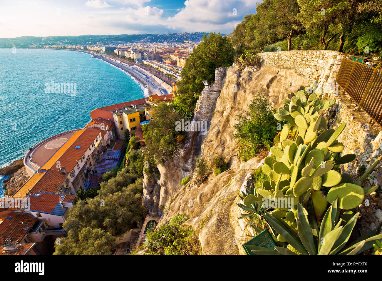 Ville de Nice Promenade des Anglais vue aérienne du front de mer, d'azur, Alpes Maritimes Ministère de la France Banque D'Images