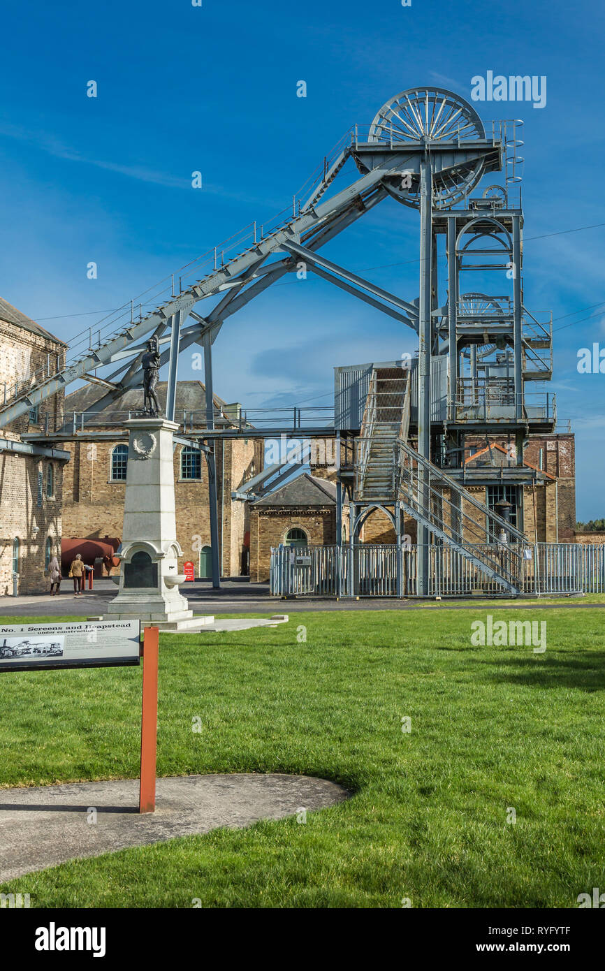 L'un des tête pit bobineuses à Woodhorn Museum Banque D'Images