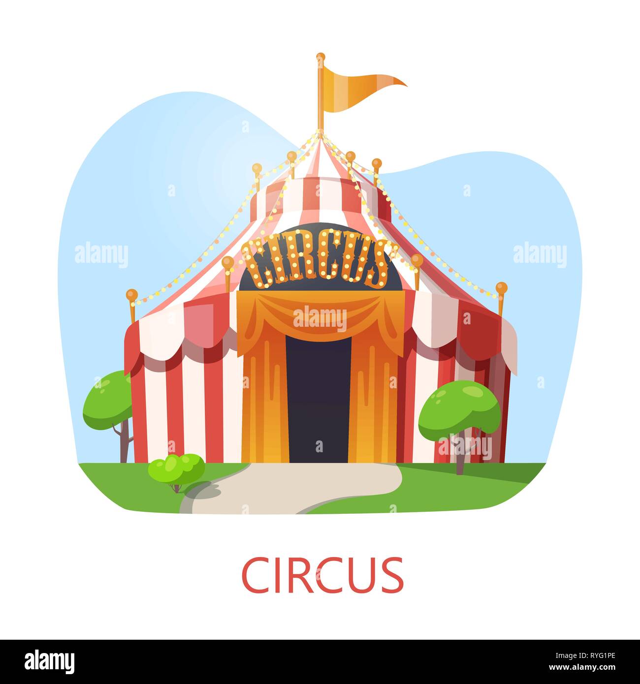 Chapiteau de cirque ou d'entrée de la tente, amusement park Illustration de Vecteur