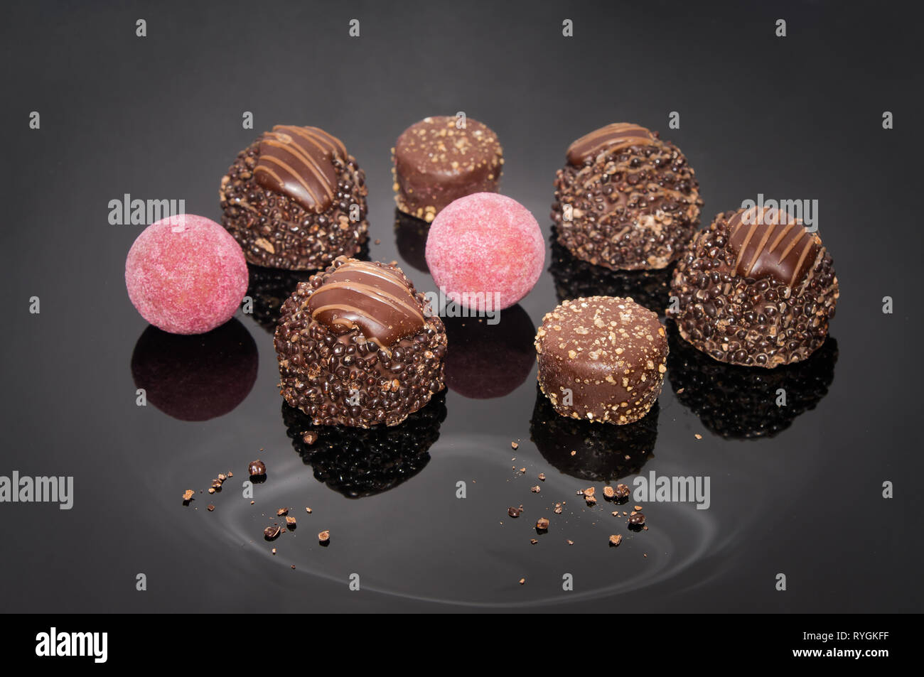 Chocolat Truffes Pralines de luxe. Banque D'Images