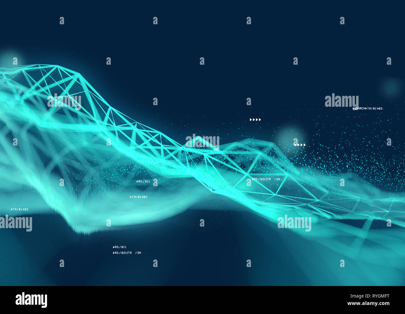 Les données visuelles et les informations affichées dans un graphique futuriste. 3D Illustration background Banque D'Images