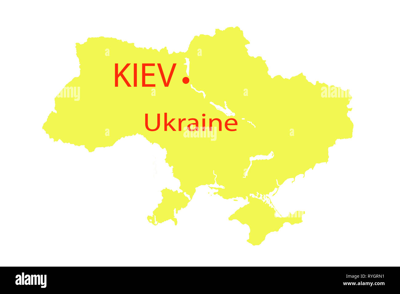 La vue de la carte de Kiev, Ukraine sur une carte géographique de l'Europe. Banque D'Images