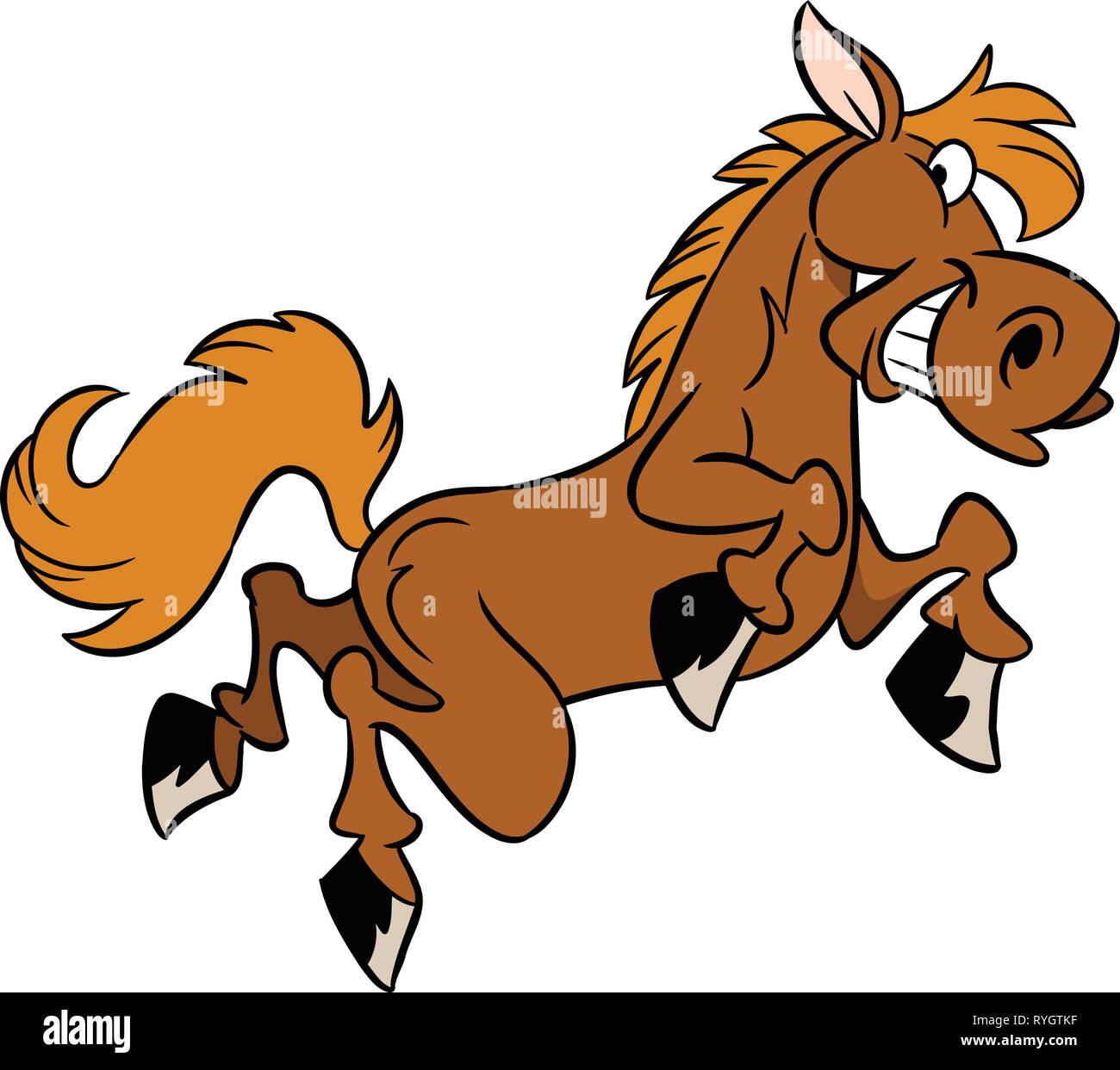 L'illustration montre un peu funny cartoon horse isolé sur un fond blanc, sur des calques distincts. Illustration de Vecteur