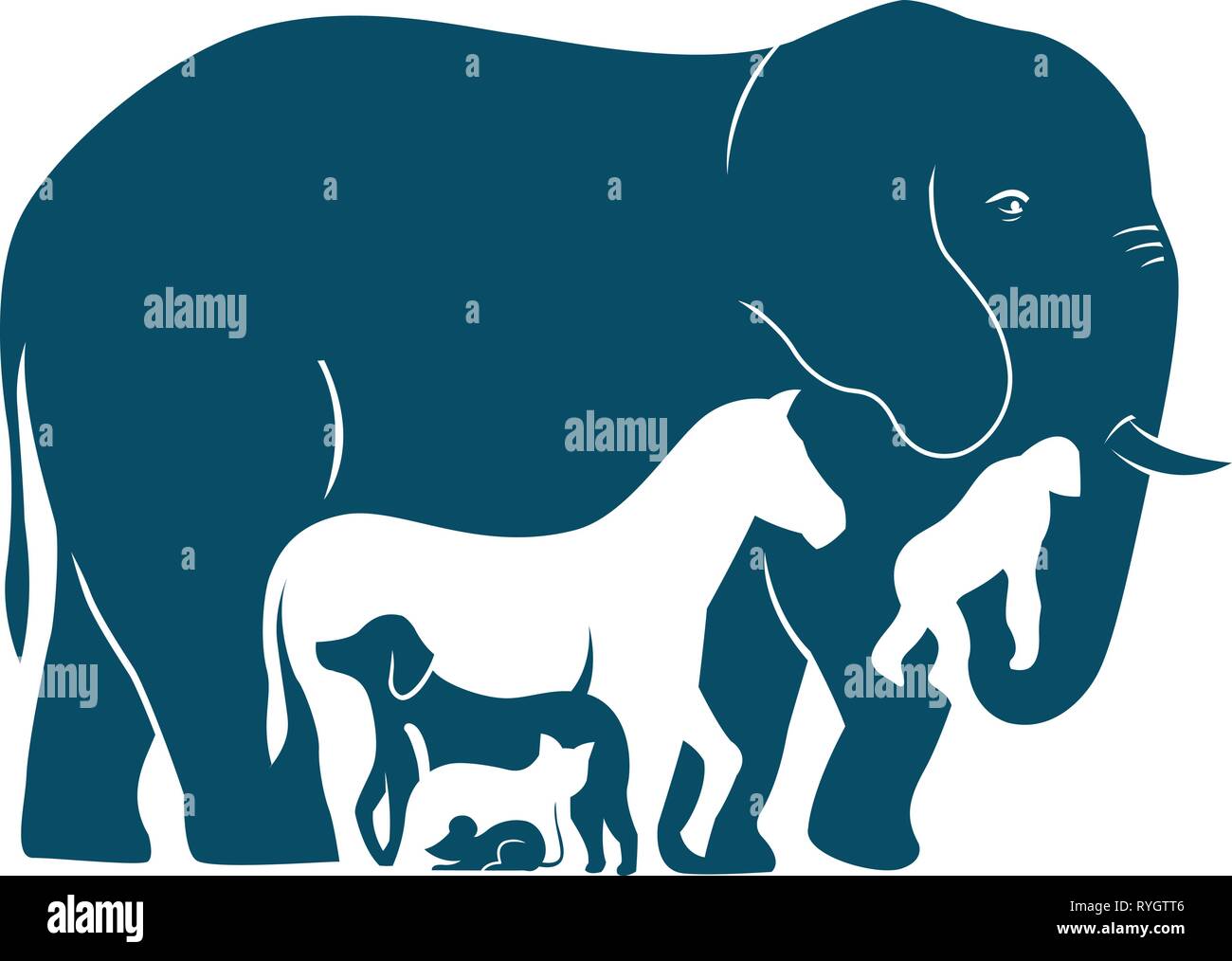 L'illustration présente plusieurs espèces de mammifères comme ils l'augmentation de poids. L'illustration fait dans le style d'ossature Illustration de Vecteur