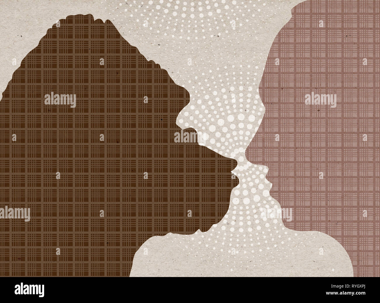 Silhouettes - profil dessiné avec des gorilles Banque D'Images