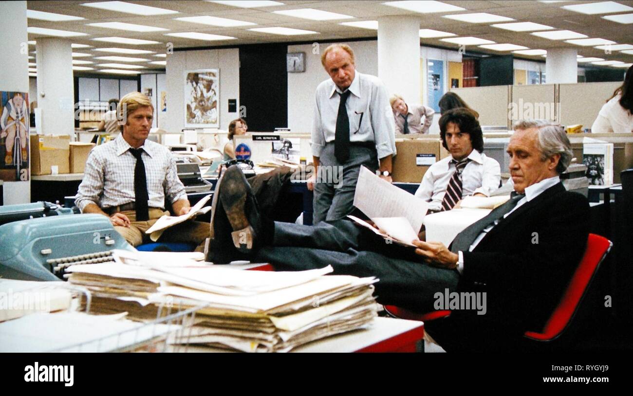 ROBERT REDFORD, Jack Warden, Dustin Hoffman, Jason Robards, les hommes du Président, 1976 Banque D'Images