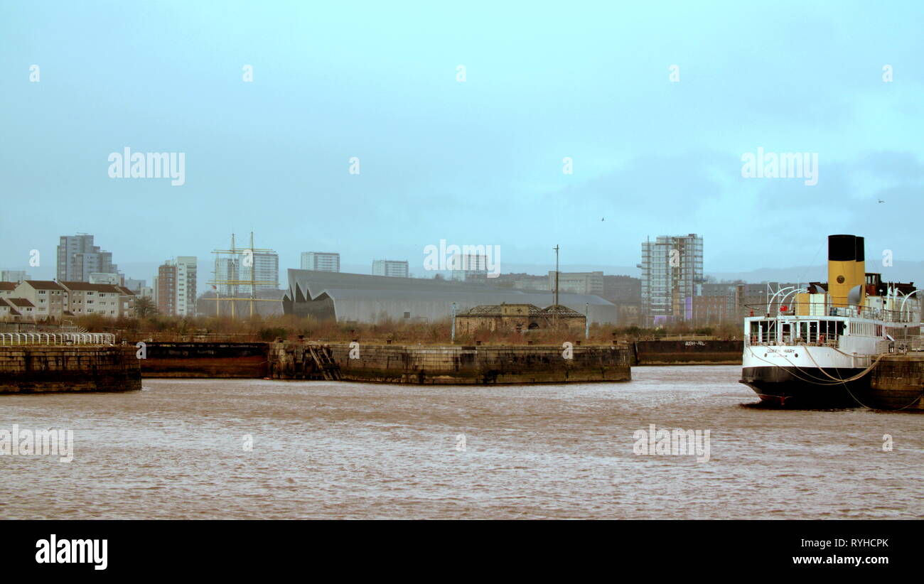 Glasgow, Écosse, Royaume-Uni 13 mars, 2019.Nouveau Steven Spielberg et Sam Mendes film de guerre 1917 a révélé l'emplacement de l'ancien ancien docks Govan sur les rives de la Clyde près de la BBC , la science center et ironiquement le cinéma Imax. Contrairement à la situation en anglais à Stonehenge il n'y a pas de controverse ou d'objection ici Gérard Ferry/Alamy Live News Banque D'Images