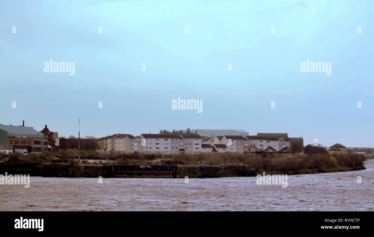 Glasgow, Écosse, Royaume-Uni 13 mars, 2019.Nouveau Steven Spielberg et Sam Mendes film de guerre 1917 a révélé l'emplacement de l'ancien ancien docks Govan sur les rives de la Clyde près de la BBC , la science center et ironiquement le cinéma Imax. Contrairement à la situation en anglais à Stonehenge il n'y a pas de controverse ou d'objection ici Gérard Ferry/Alamy Live News Banque D'Images