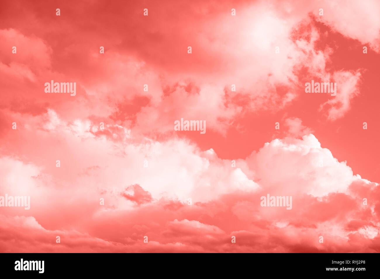 Coucher Soleil nuages en rose corail, couleur vanille. Banque D'Images