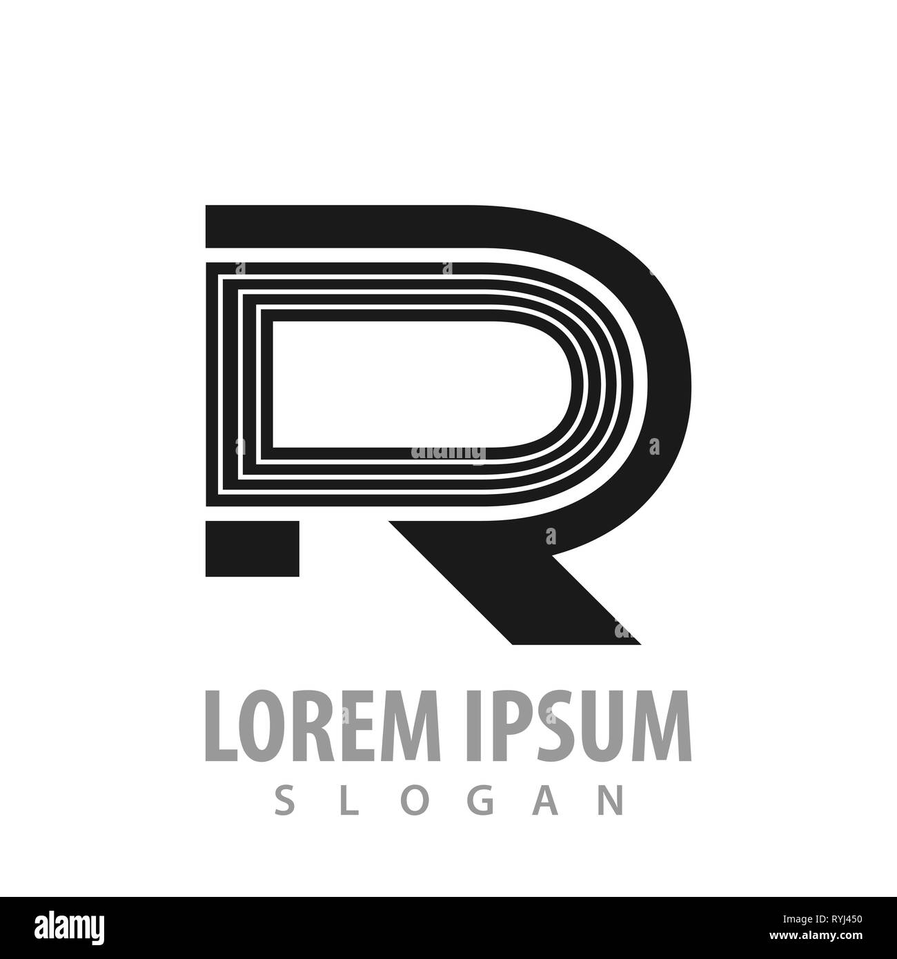 Lettre initiale R concept design. L'élément de modèle graphique symbole Illustration de Vecteur