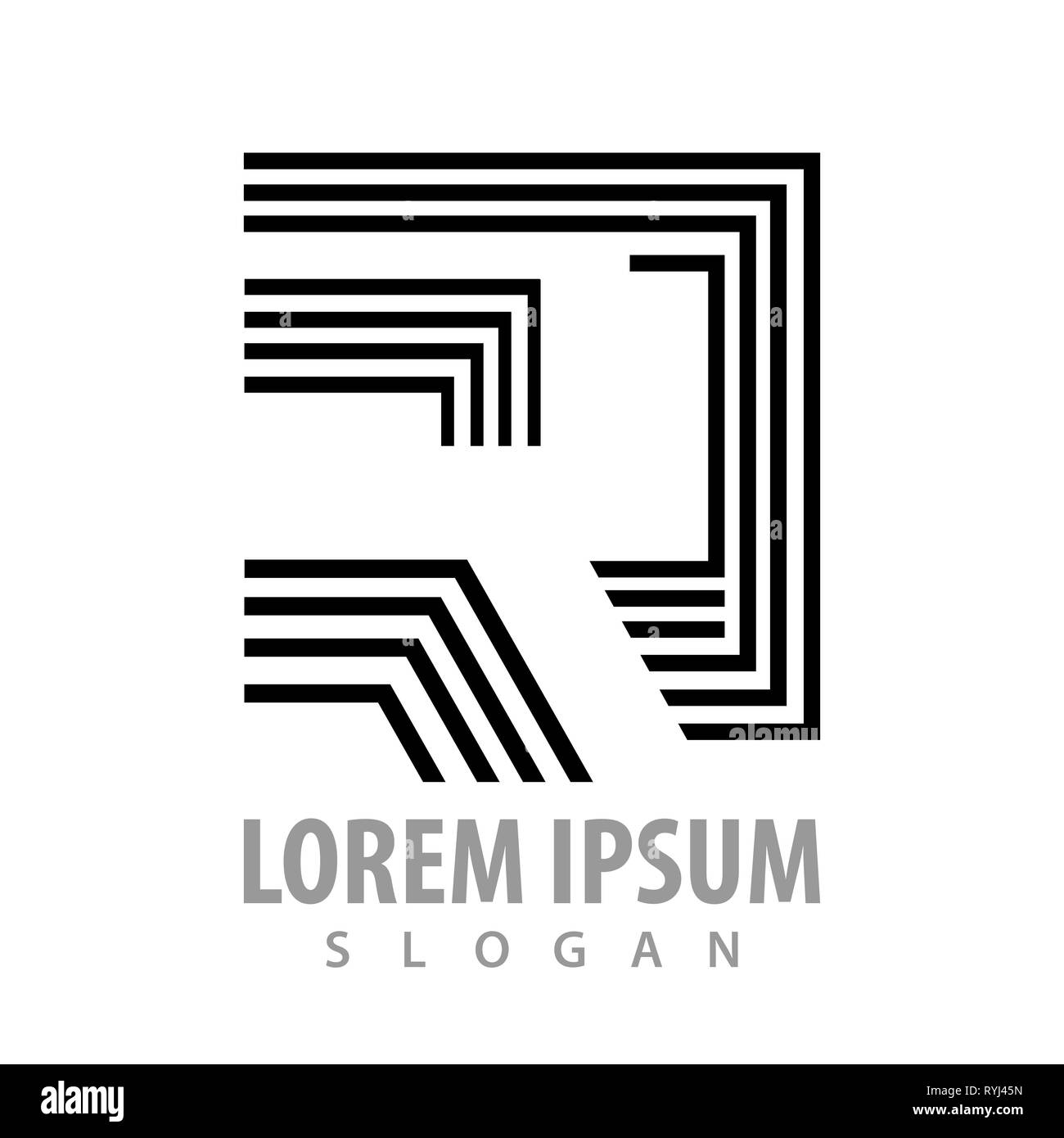 Ligne géométrique lettre R concept design. L'élément de modèle graphique symbole Illustration de Vecteur