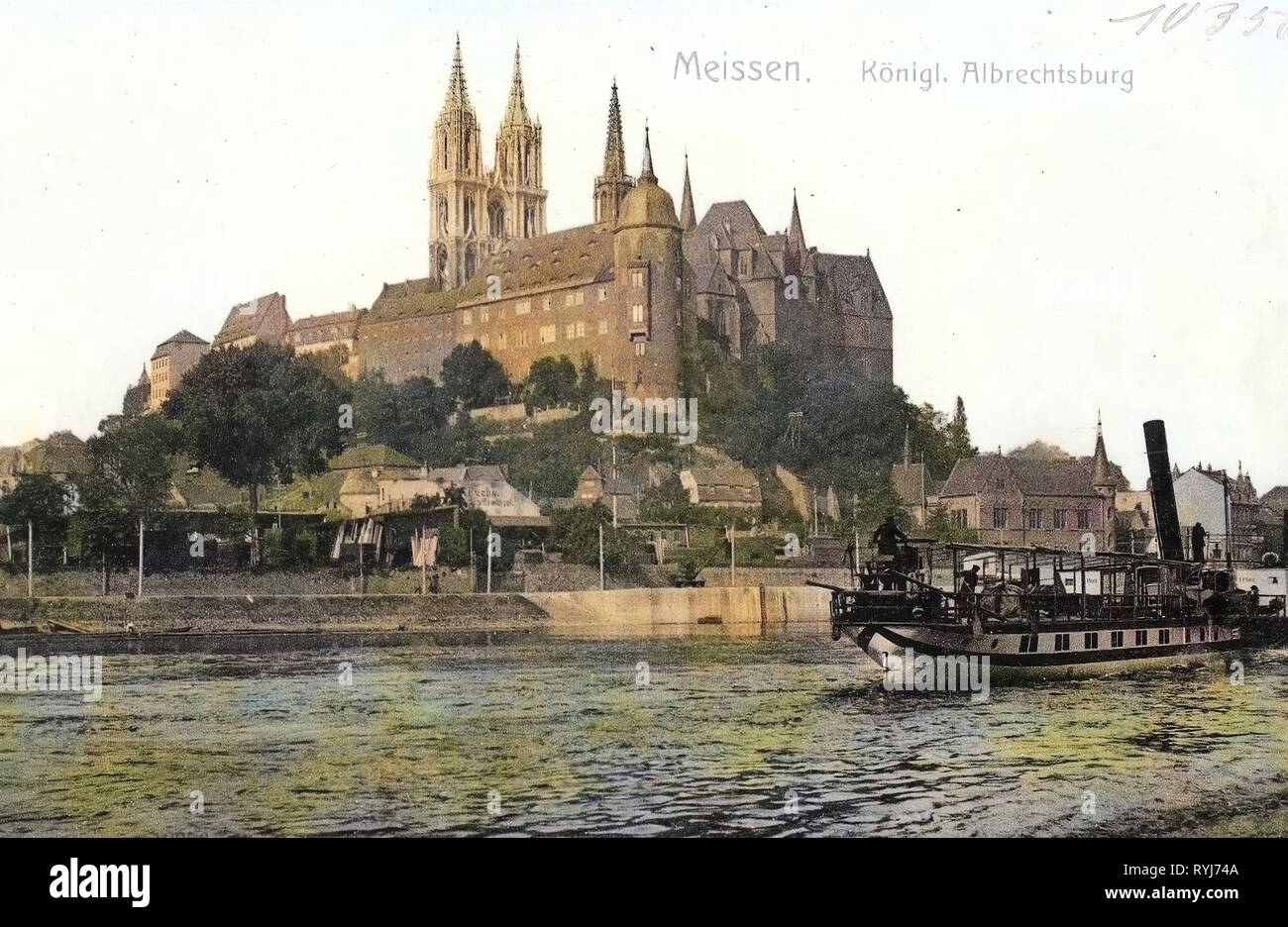 Non identifié, Albrechtsburg steamships, Elbe à Meißen, 1908, Meißen, Albrechtsburg mit Dampfer, Allemagne Banque D'Images