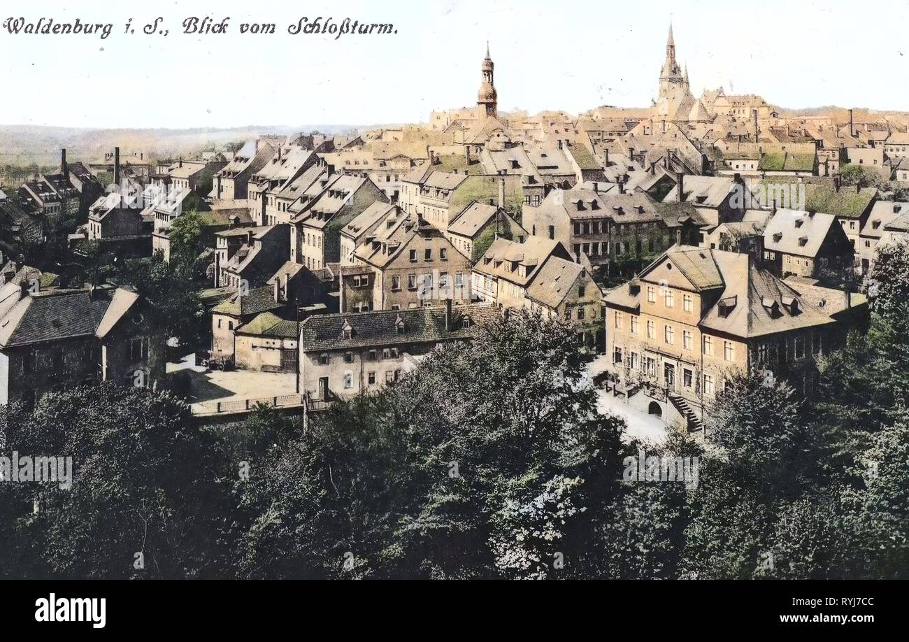 Le Landkreis de châteaux en églises à Waldenburg, Zwickau (Saxe), Waldenburg (Saxe), 1899, Landkreis Zwickau, Waldenburg, Blick vom Schloßturm, Allemagne Banque D'Images