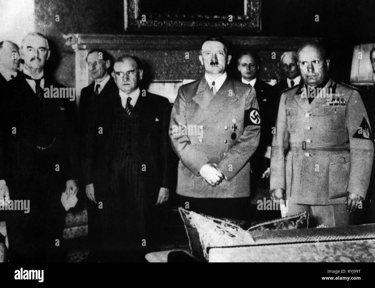 Le national-socialisme, la politique, l'accord de Munich, Neville Chamberlain, Edouard Daladier, Adolf Hitler, Benito Mussolini, Munich, Allemagne, 29.9.1938, Additional-Rights Clearance-Info-Not-Available- Banque D'Images