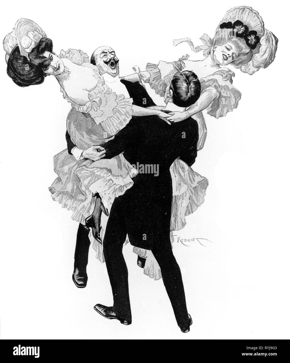 La danse, Munich Francaise, "sud du Danube", illustration par Ferdinand von Reznicek, vers 1905, Additional-Rights Clearance-Info-Not-Available- Banque D'Images