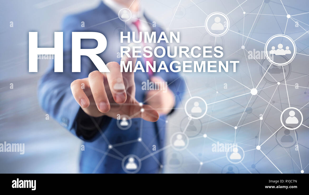 La gestion des ressources humaines, RH, Team Building et de recrutement concept sur fond flou. Banque D'Images