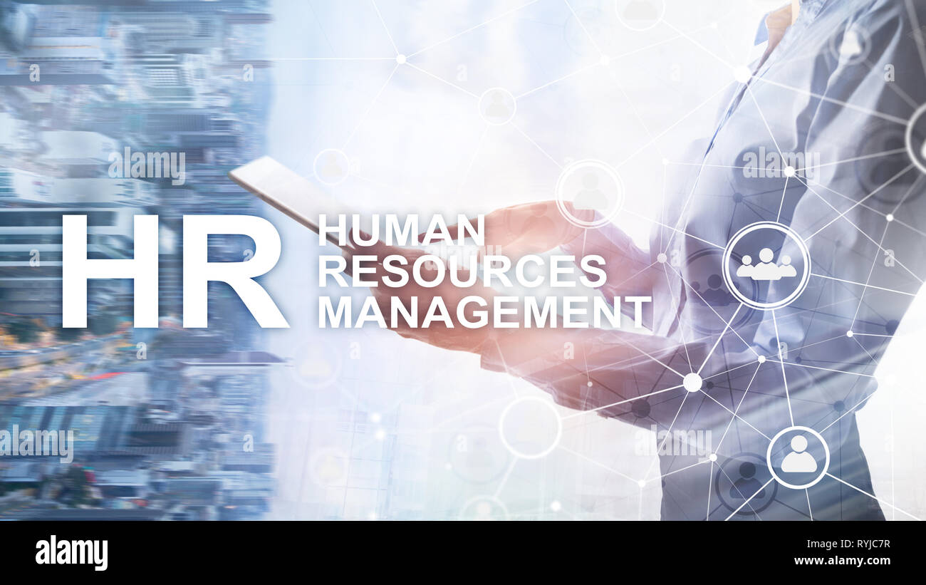 La gestion des ressources humaines, RH, Team Building et de recrutement concept sur fond flou. Banque D'Images