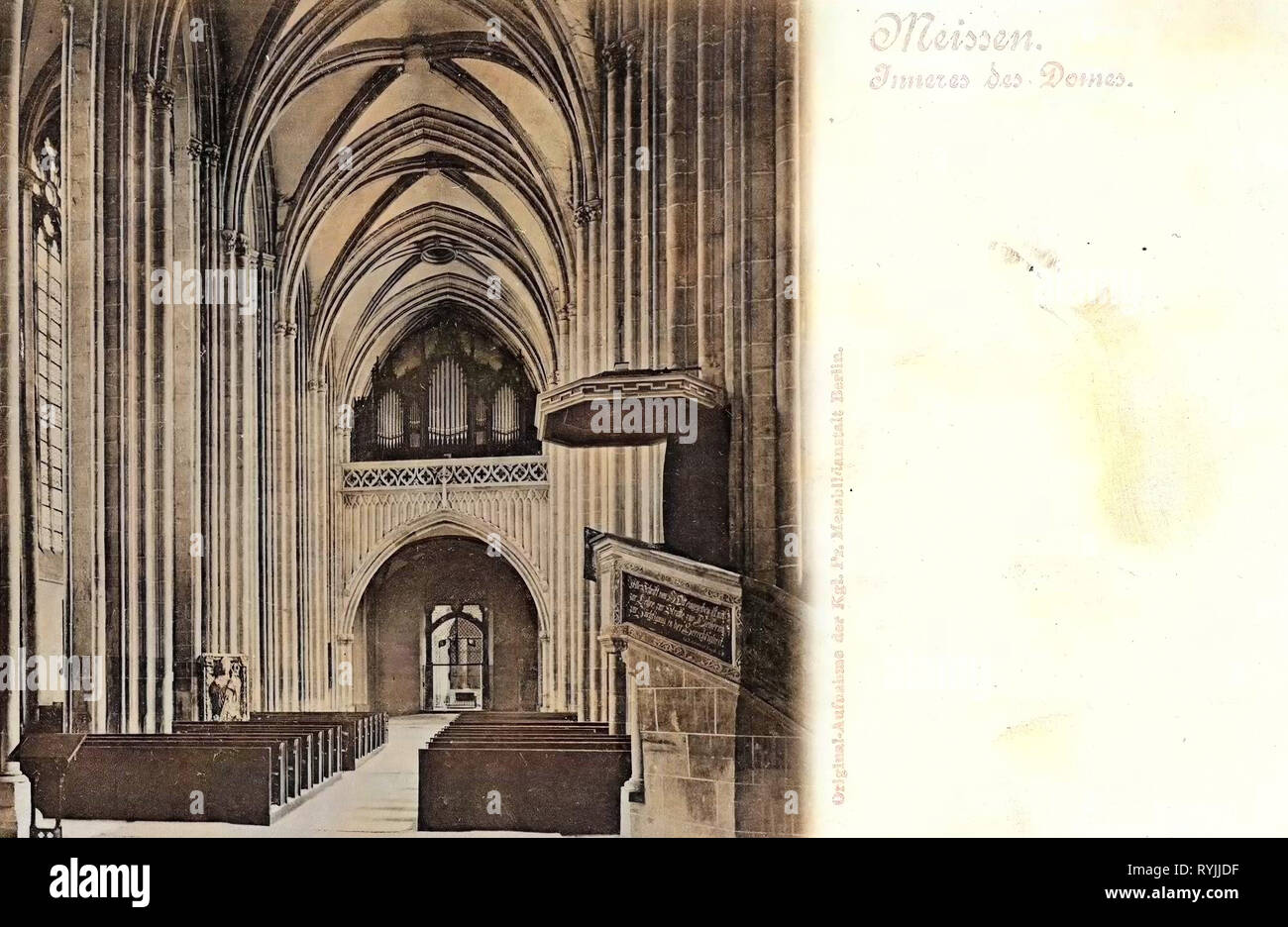 Intérieur de la cathédrale de Meissen, orgues à tuyaux Landkreis Meißen, Chaires en Saxe, église en bois des bancs, 1899, Meißen, Inneres des dômes, Allemagne Banque D'Images
