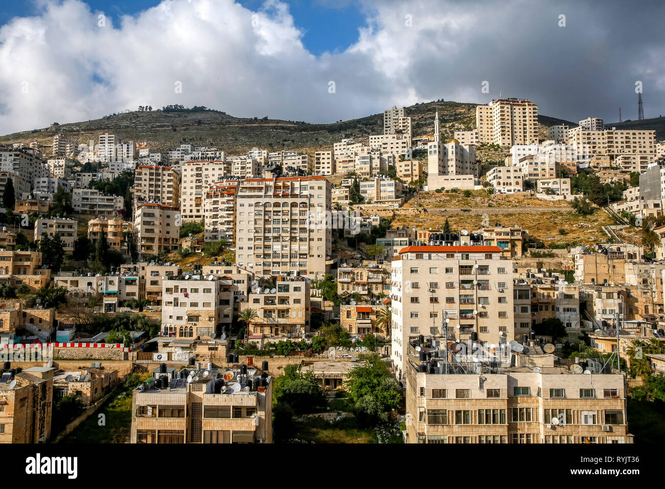 Le centre-ville de Naplouse, en Cisjordanie, en Palestine. Banque D'Images