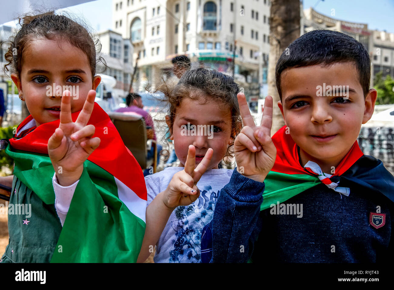 Manifestation à Ramallah, Cisjordanie, Palestine. Banque D'Images