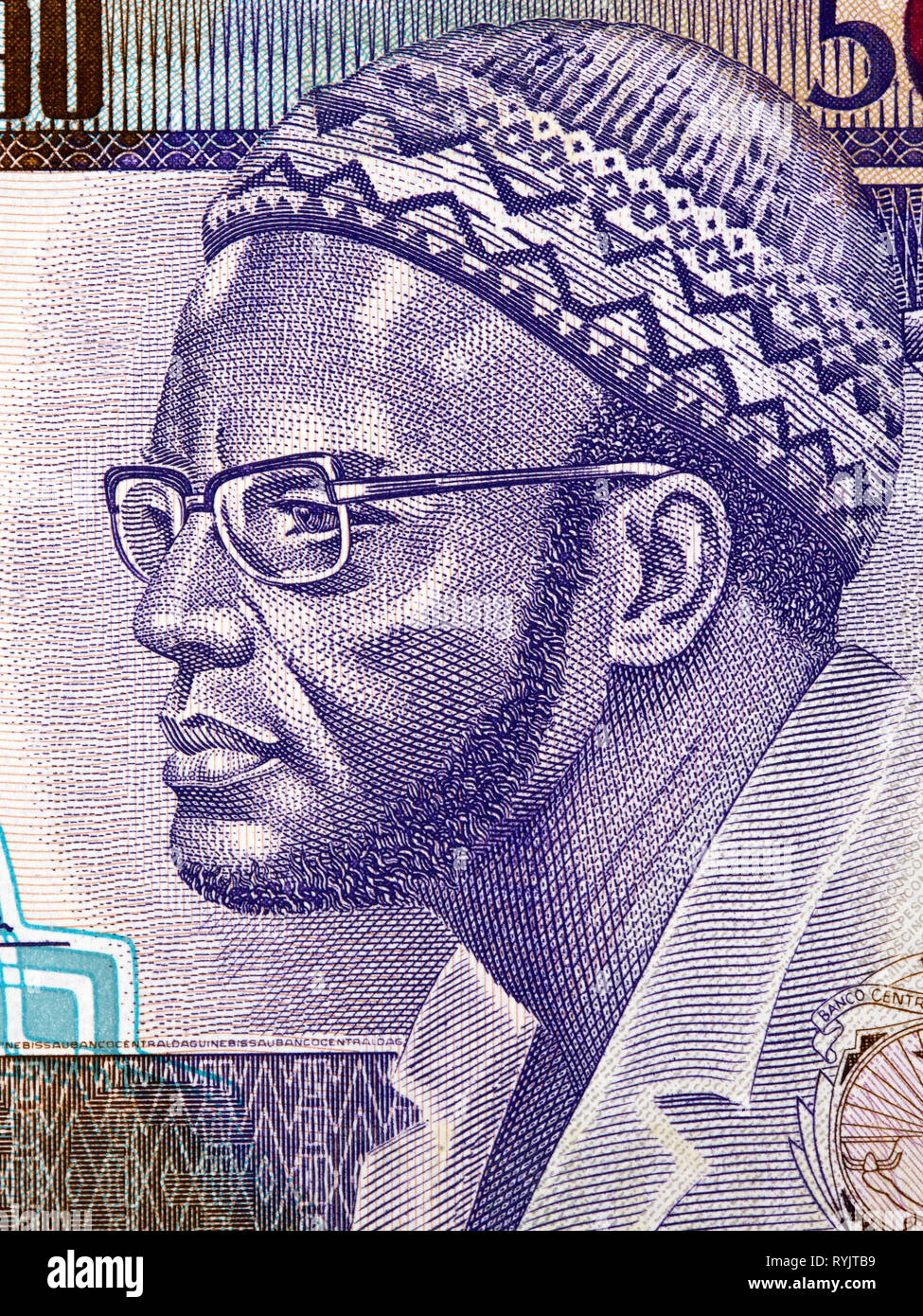 Amilcar Cabral, un portrait de la Guinée-Bissau de l'argent Banque D'Images