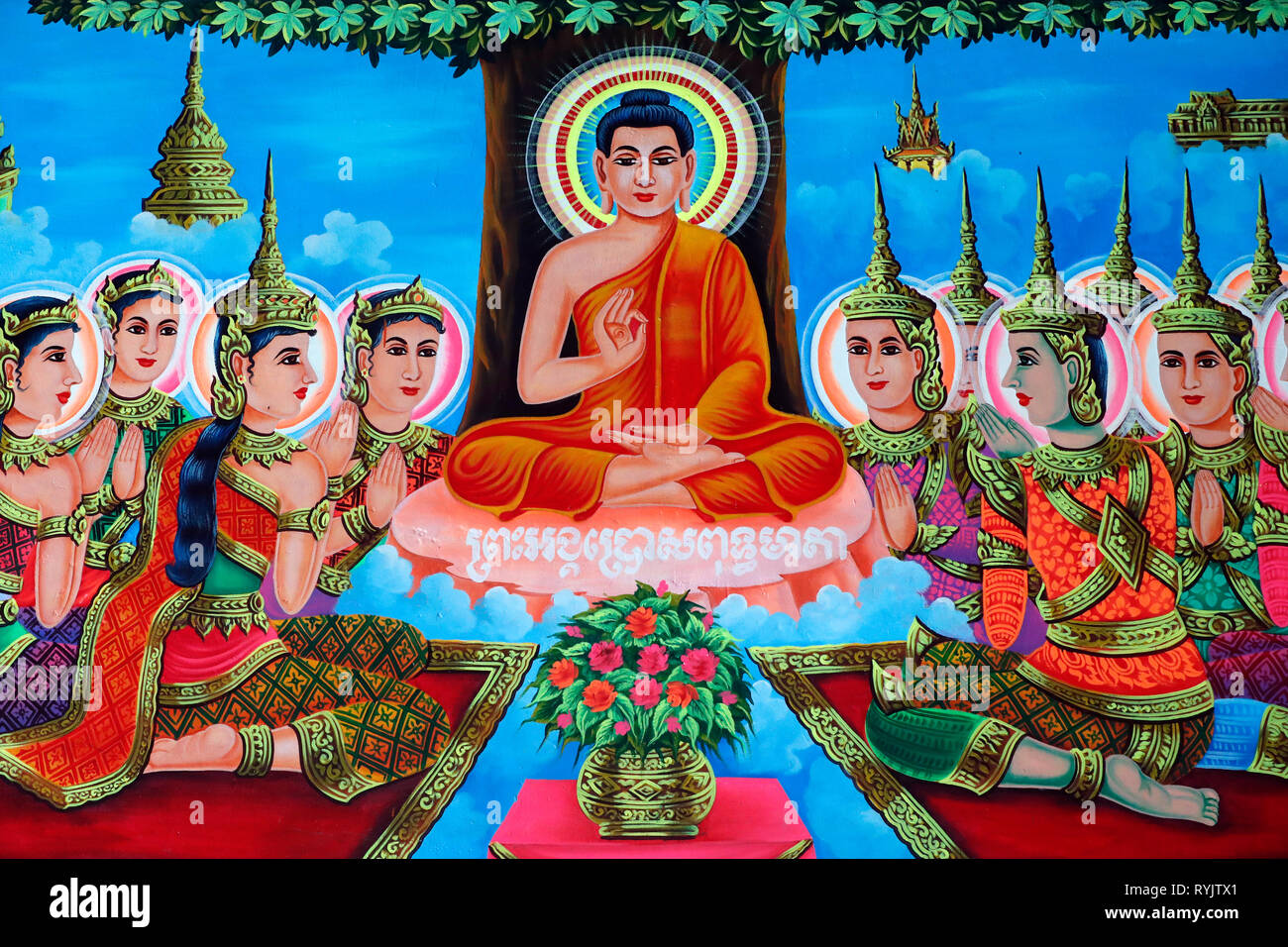 La vie de Bouddha, Siddharta Gautama. Soc Po Lok temple bouddhiste. Chau Doc. le Vietnam. Banque D'Images