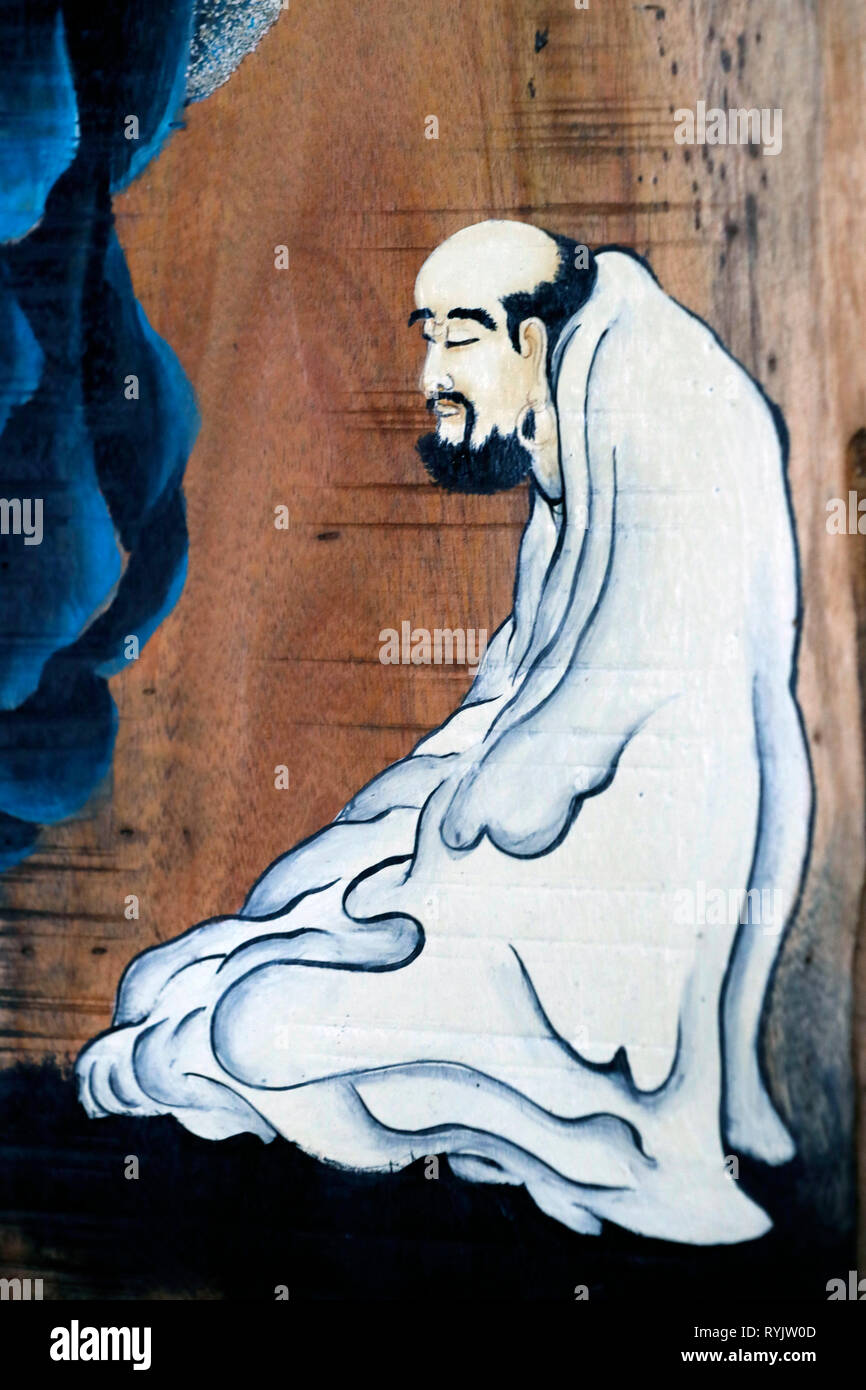 Bodhidharma (5ème - 6ème siècle ) était un moine bouddhiste indien, et est traditionnellement considéré comme l'émetteur du Zen. Can Tho. Le Vietnam. Banque D'Images