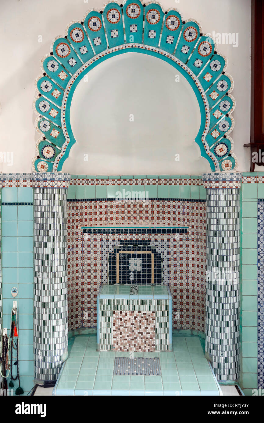 Mosquée de Moubarak. Salle de prière avec minibar. Chau Doc. le Vietnam. Banque D'Images