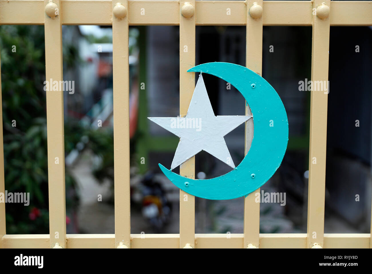 Croissant et étoile musulmane. Chau Doc. le Vietnam. Banque D'Images