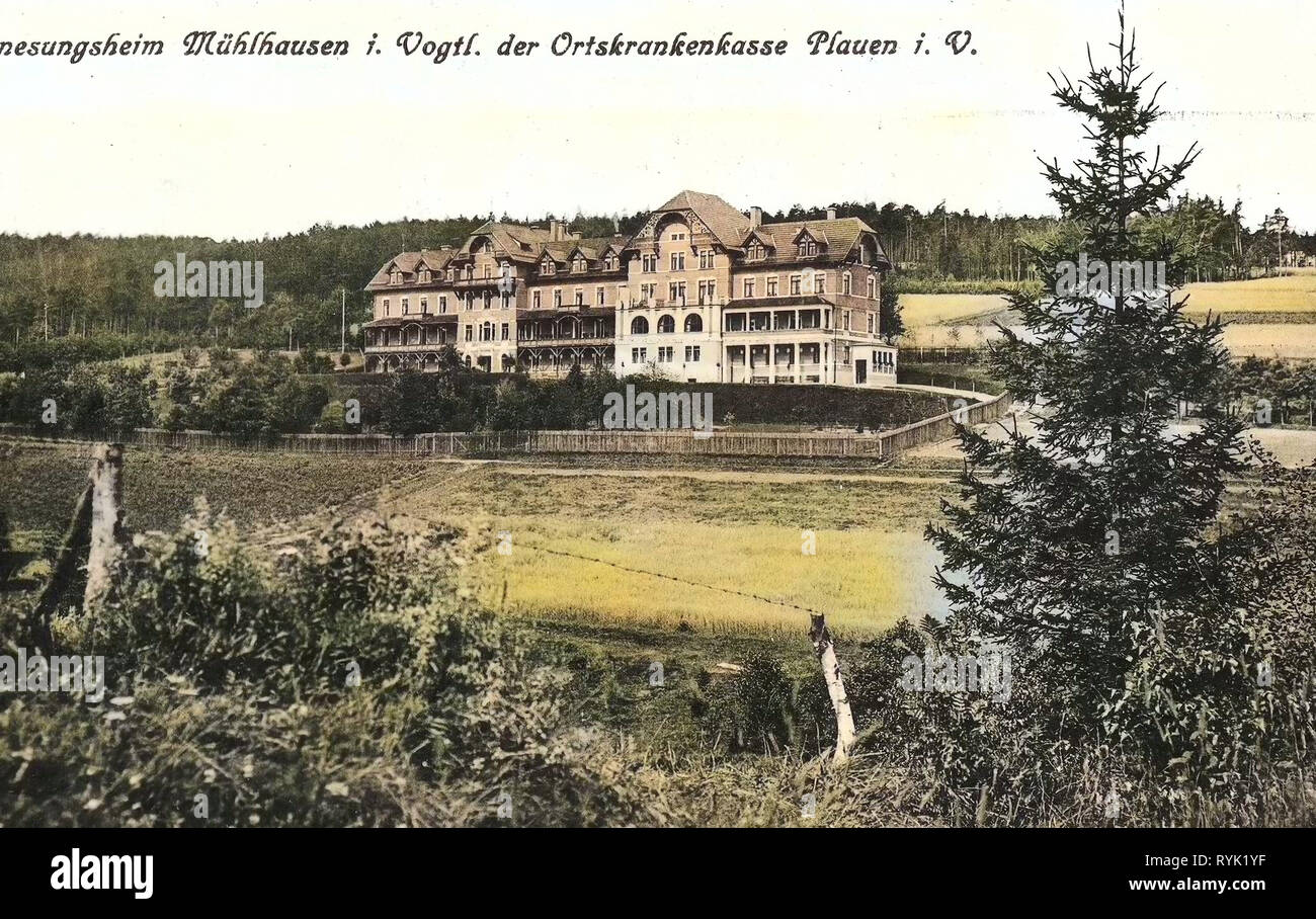 Bâtiments de Bad Elster, bâtiments Spa en Saxe, 1913, Vogtlandkreis, Mühlhausen, Genesungsheim, Allemagne Banque D'Images