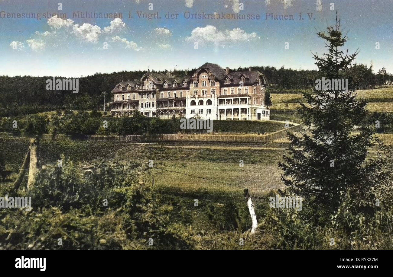 Bâtiments de Bad Elster, bâtiments Spa en Saxe, 1914, Vogtlandkreis, Mühlhausen, Genesungsheim, Allemagne Banque D'Images