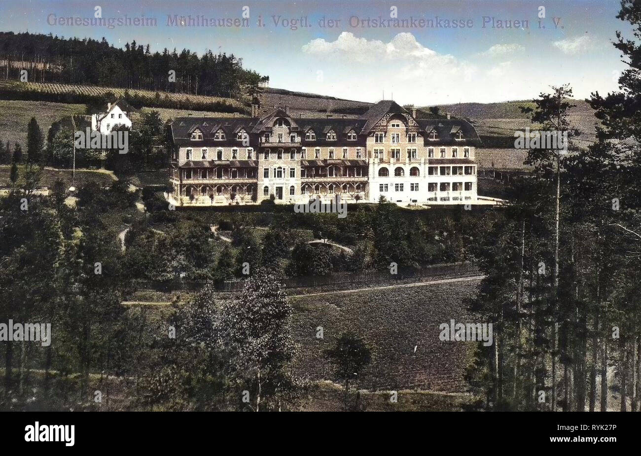 Bâtiments de Bad Elster, bâtiments Spa en Saxe, 1914, Vogtlandkreis, Mühlhausen, Genesungsheim, Allemagne Banque D'Images