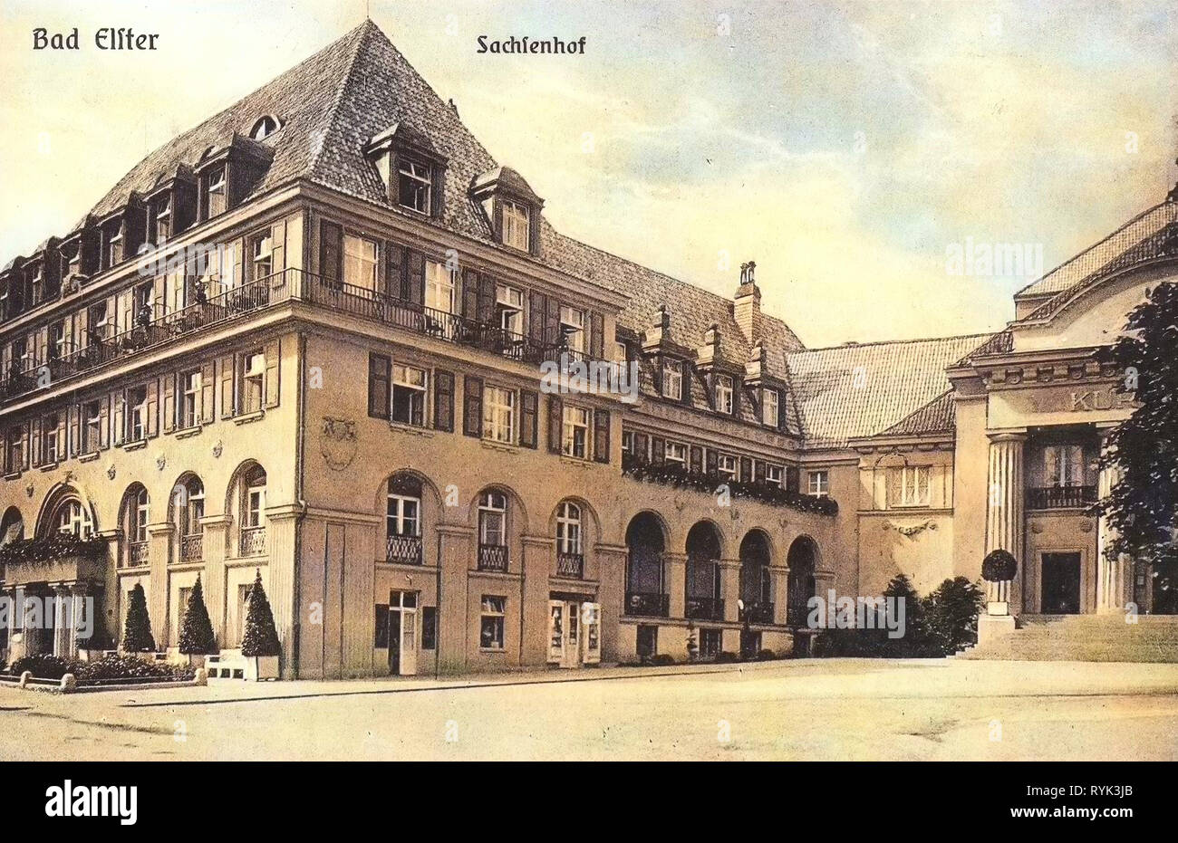 Bâtiments de Bad Elster, bâtiments Spa en Saxe, Théâtre de l'Allemagne, 1914, Vogtlandkreis, Bad Elster, Sachsenhof Banque D'Images