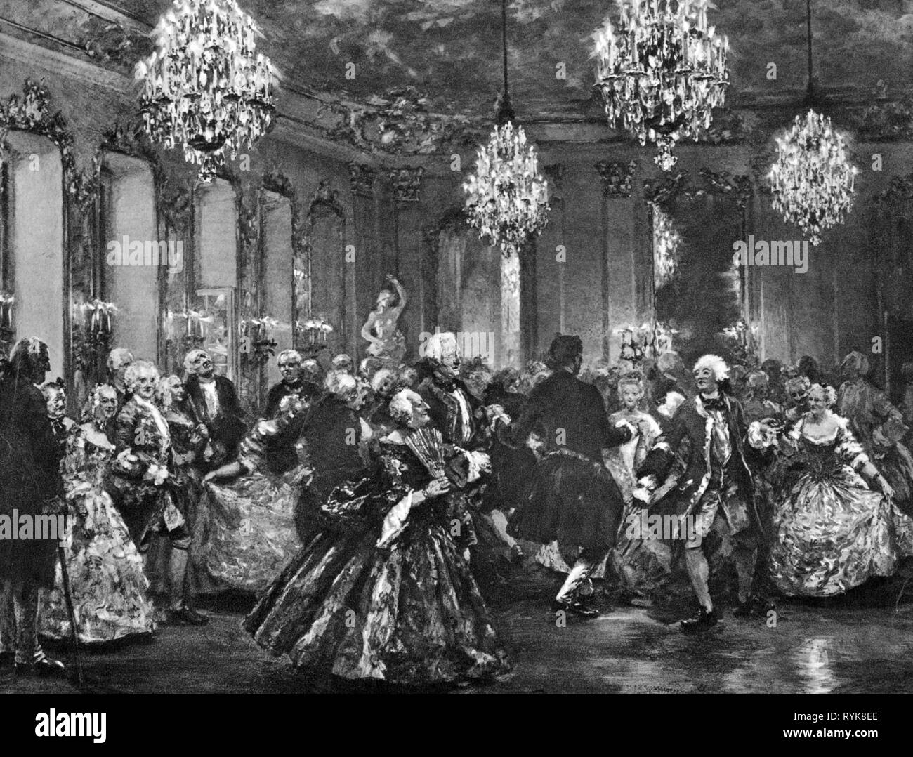 Festivités, bals et les sociétés, 'Cour Ball à Rheinsberg', après la peinture par Adolph von Menzel, 1862, l'artiste n'a pas d'auteur pour être effacé Banque D'Images