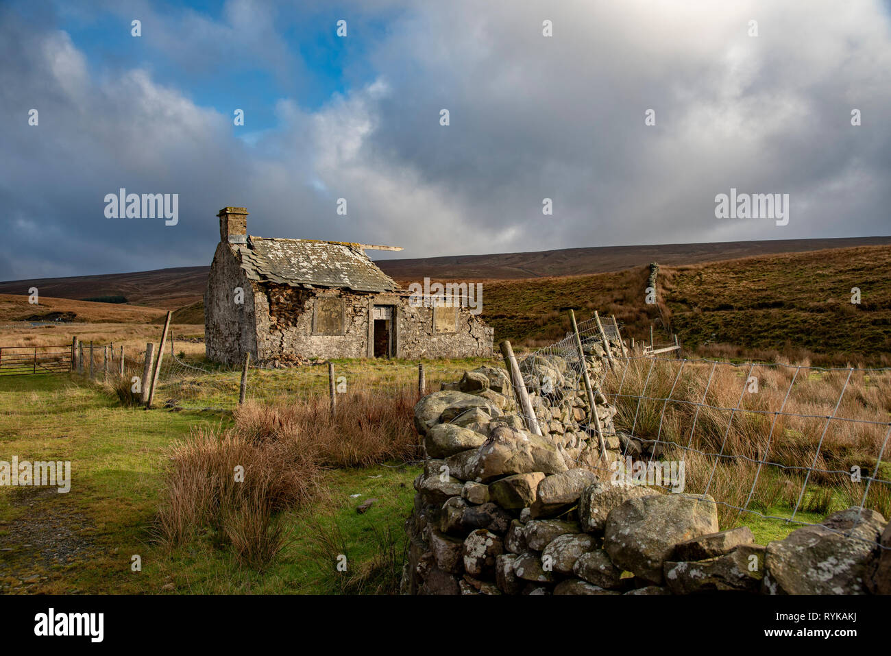 Cabane de berger abandonnée, Ingleton, Yorkshire du Nord. Banque D'Images