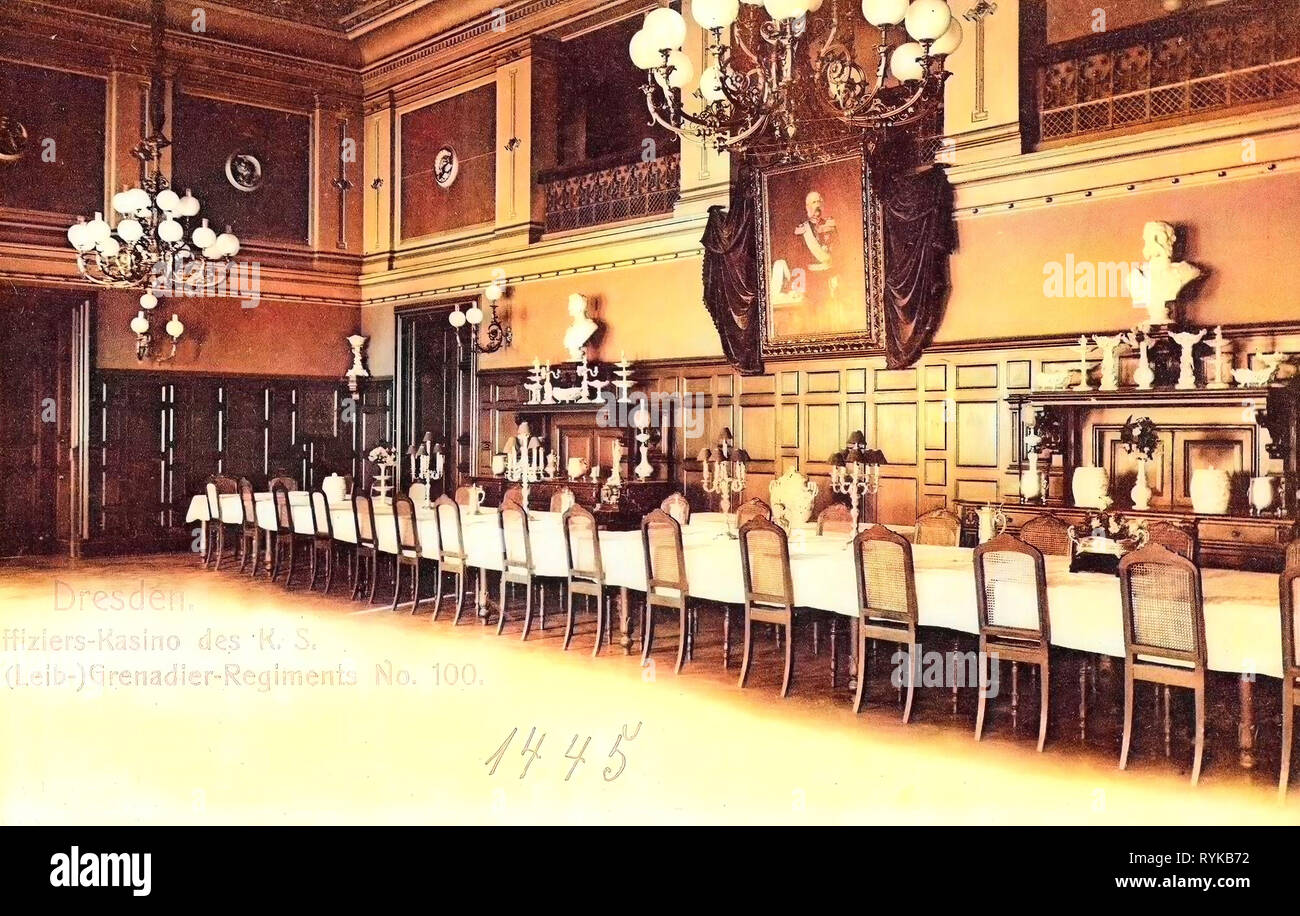 Mess des officiers, à Dresde, en Allemagne, 1 chambres. Königlich Saxon Leib-Grenadier-Regiment Nr. 100, 1900, Dresde, Offizier, régiments de grenadiers des Kasino Banque D'Images