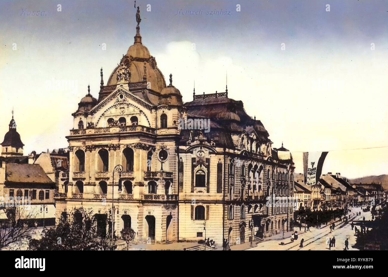 Bâtiments à Košice, 1912, Région de Košice, State Theatre, Košice-images historiques, Kassa, Nemzeti szinhaz Banque D'Images