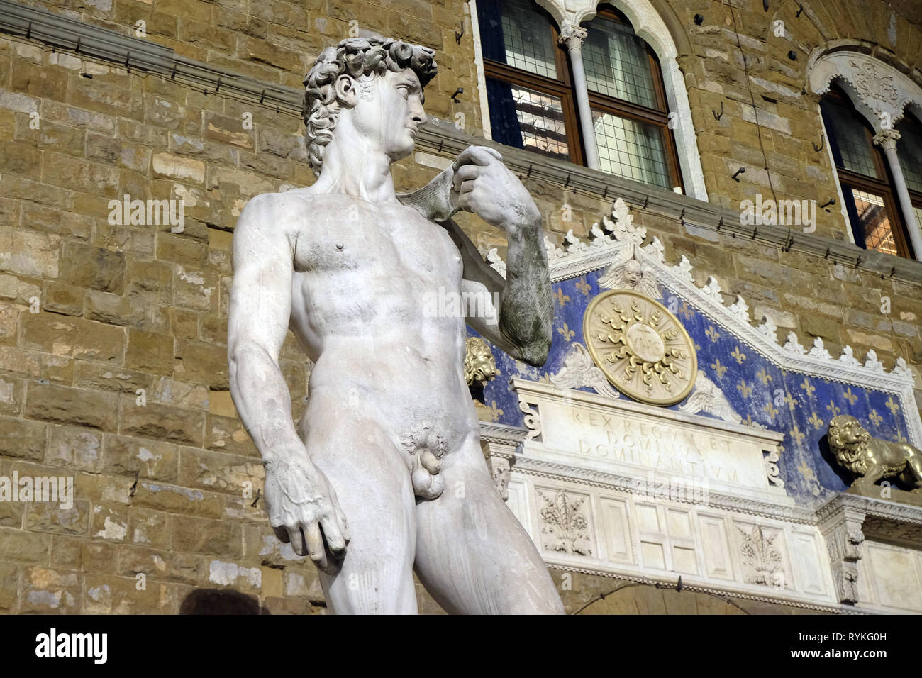Statue de David de Michel-Ange en face du Palazzo Vecchio à Florence, Italie Banque D'Images